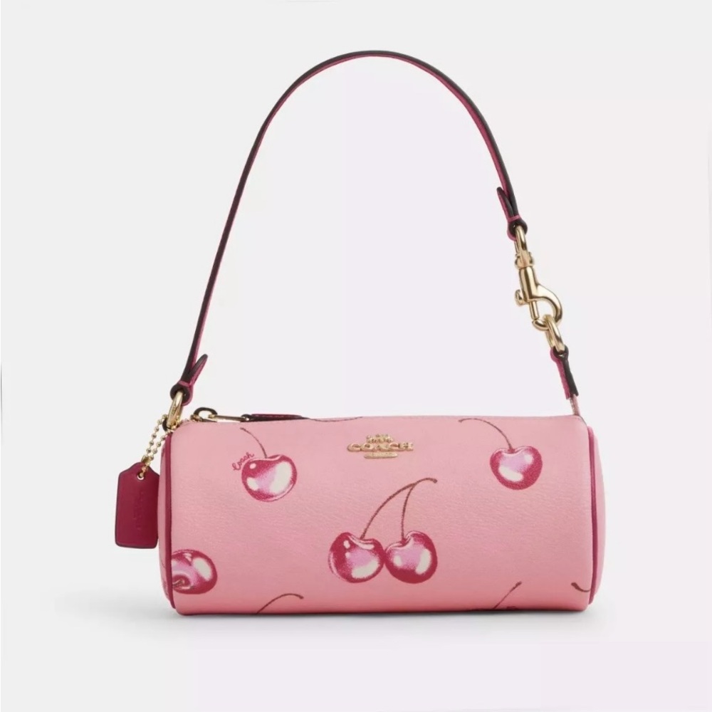 Coach CR371 Nolita Barrel Bag With Cherry Print IN Flower Pink Bright Violet